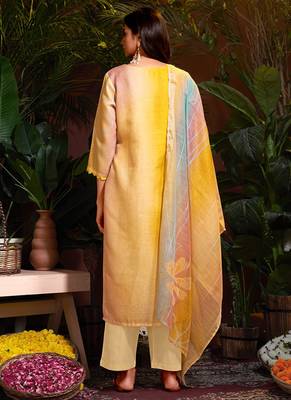 Mustard Cotton Kurta Pant with Dupatta 2