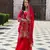 Red faux georgette embroidered kurta with pant & dupatta