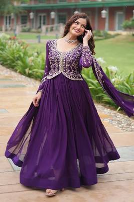 Purple Anarkali Gown with Dupatta 2