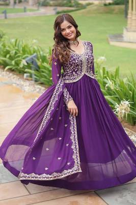 Purple Anarkali Gown with Dupatta 3