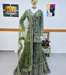 Green Georgette Kurta Pant Set with Dupatta