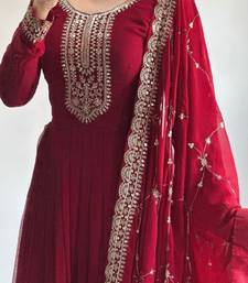 Red Georgette Gown with Duppata Stitched