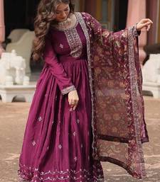 Royal Wine Silk Gown with Dupatta