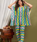 Multicolor cotton printed kurti & pant