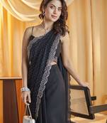 Black Beads and Stones Silk Blend Saree