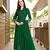 Green embroidered art silk stitched anarkali trouser kurta & dupatta 