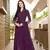Violet embroidered art silk stitched anarkali trouser kurta & dupatta 