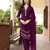 Violet embroidered art silk stitched straight cut  trouser kurta & dupatta 