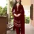 Maroon embroidered art silk stitched straight cut  trouser kurta & dupatta 