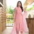 Light-pink embroidered art silk stitched straight cut  trouser kurta & dupatta 