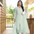 Light-green embroidered art silk stitched straight cut  trouser kurta & dupatta 