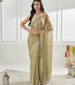 Pista Beads and Stones Silk Blend Saree