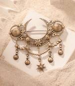 Celestial radiance crescent brooch