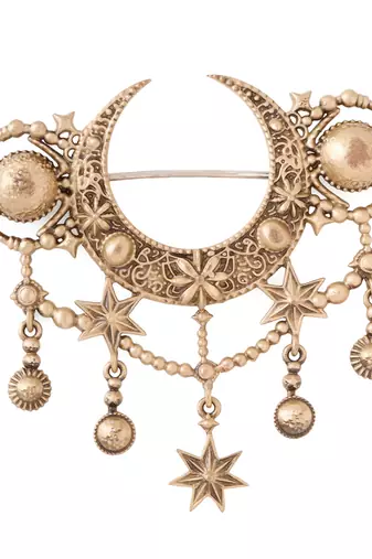 Celestial radiance crescent brooch