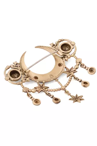 Celestial radiance crescent brooch