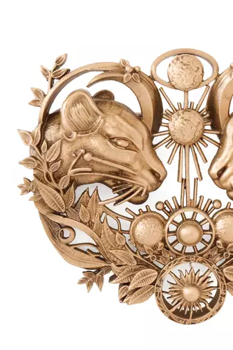 Celestial twin lions brooch