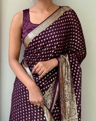 Wine Color Viscose Georgette Saree 2