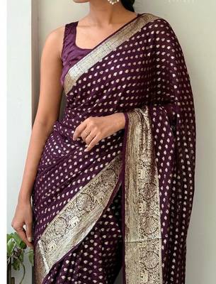 Wine Color Viscose Georgette Saree 1