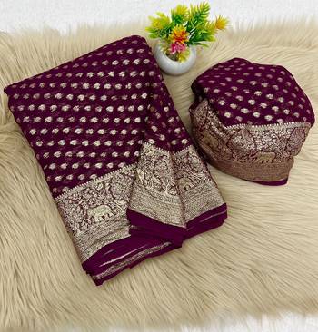 Wine Color Viscose Georgette Saree 3