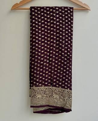 Wine Color Viscose Georgette Saree 4