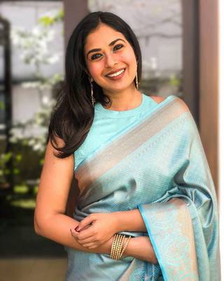 Classiques Sky Blue Art Silk Zari Woven Saree 2