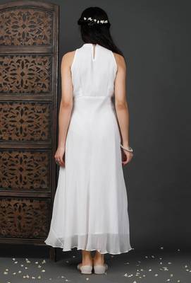 White georgette dress with zari embroidery 2