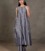 Grey chanderi kurta