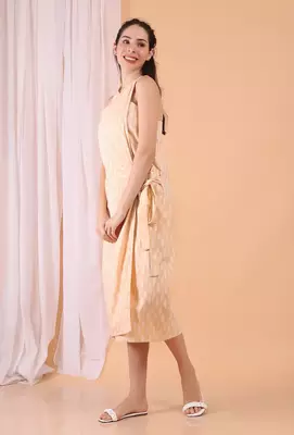 Peach cotton wrap dress 4