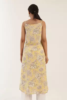 Yellow color cotton slip with multicolor motif 2
