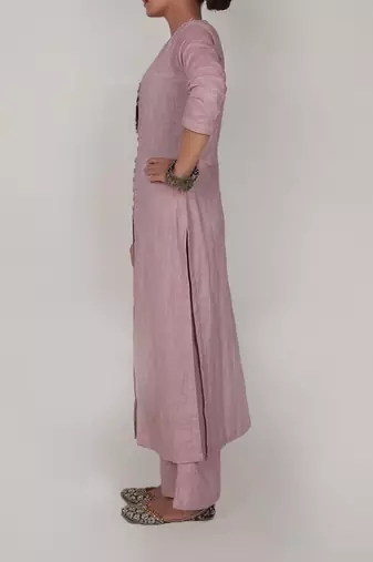 Light periwinkle front slit kurta and pants-xxxl