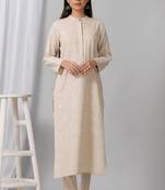 Beige cotton khadi kurta