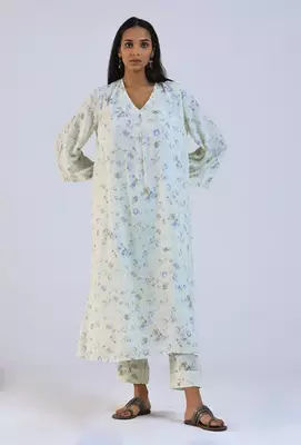 Off white viscose cotton kurta 1