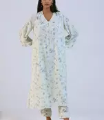 Off white viscose cotton kurta
