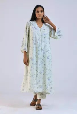 Off white viscose cotton kurta 3