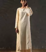 Golden sand beige color blocking kurta