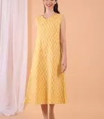 Mustard yellow woven cotton dress