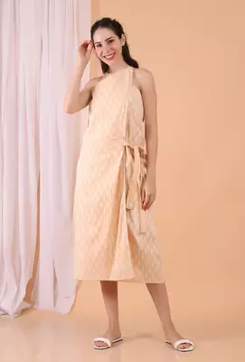 Peach cotton wrap dress 1