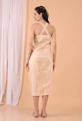 Peach cotton wrap dress 2