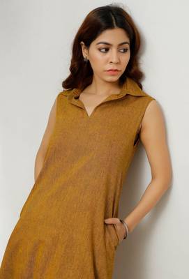 Mustard yellow khadi cotton shirt kurta 2