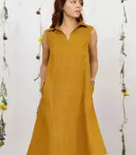 Mustard yellow khadi cotton shirt kurta