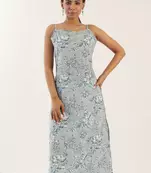 Grey color cotton slip with multicolor motif