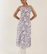 Blue color cotton slip with white motif