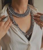 Oxidised silver necklace and choker combo with ghungroo