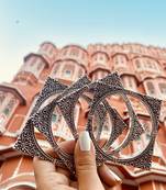 Silver oxidised sleek square-shaped handcrafted bangles