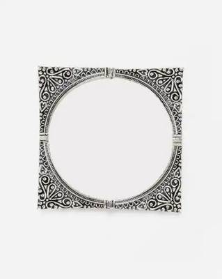 Silver oxidised sleek square-shaped handcrafted bangles 2