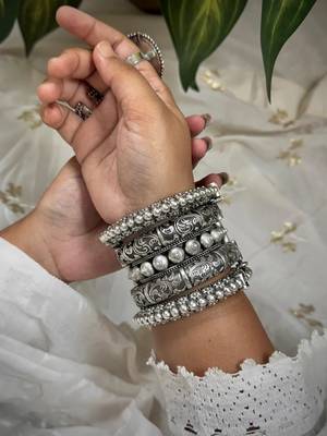 Silver oxidised lookalike bangle stack (set of 5) 1