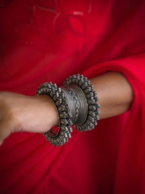 Oxidised silver bangles combo set 1