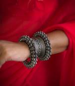 Oxidised silver bangles combo set