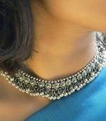 Oxidised choker with ghungroo design