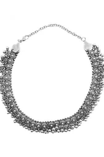 Oxidised choker with ghungroo design